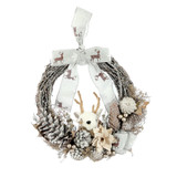 Reindeer Half Wreath with Ribbon (36cm)