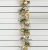 Gold Glitter Mixed Leaf Garland (180cm)