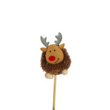 Brown Reindeer Pom Pom on 50cm Stick (Pack of 12)