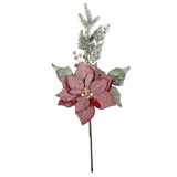 Red Frosted Poinsettia Spray (60 x 25cm)