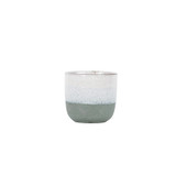 Hortus Green & White Bordeaux Stoneware Pot  (12cm H x 13cm Dia)