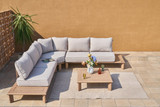 Mixed Beige Outdoor Corner Sofa Set & Table