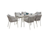 Grey Outdoor Rope Effect Dining Set (6 Chairs & Table)