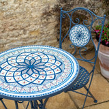 Blue Spiral Mosaic Bistro Set