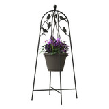 Black Perching Birds Metal Hanging Basket Stand (101.6cm H)