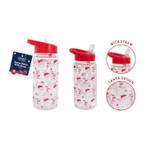 Red Ho Ho Ho Santa Bottle with Straw
