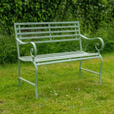 Green Metal Slatted Bench