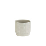 Beige Check Ceramic Pot (9cm)