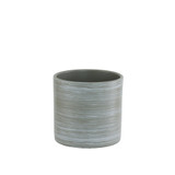 Grey/White Striped Ceramic Pot (13cm)