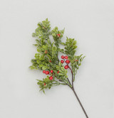 Green & Red Box Leaf & Berry Spray (40cm)