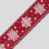 Red & White Snowflake Ribbon (63mm x 9.1m)
