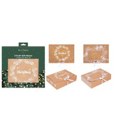 Pack of 2 Christmas Kraft Gift Boxes with Ribbon Tie (Wreath Design & Robin Design)