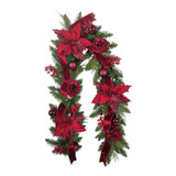Burgundy Flower & Bauble Garland (182cm)