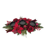 Burgundy Flower & Bauble Garland Candle Holder Centerpiece Arrangement (71cm)