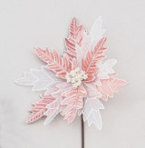 Pink Sheer Fabric Poinsettia Pick (50cm)