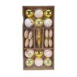 White & Gold Assorted Christmas Bauble Set