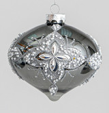Pewter Glittered & Beaded Onion Bauble (10cm)