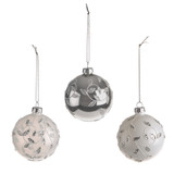 Silver/White Glitter Leaf Bauble (Assorted) 