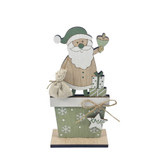 Sage Green Wooden Santa Chimney Ornament (18cm)