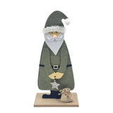 Sage Green Felt Santa on Wooden Stand (31cm)