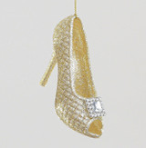 Champagne Glitter Christmas High Heel Shoe Hanging Decoration (10cm)
