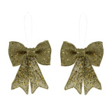 Glitzy Gold Hanging Bow (Pk2)