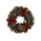 Natural Cones, Lotus & Red Flower Wreath (30cm)