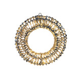 Shiny Gold Hanging Deco Wreath with Warm White LED Flashing Lights (38cm)