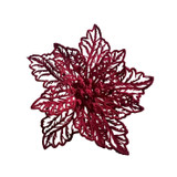 Burgundy Flocked Poinsettia (15cm)