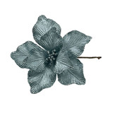 Teal Glitter Edged Magnolia Stem (25cm)