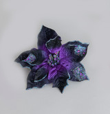 Purple Glittery Velvet Poinsettia with Clip (20cm)