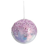 Iridescent Pink Hanging Bauble with Sequins & Glitter (12cm)