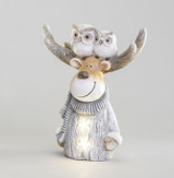Comedy Christmas Moose with Owls Ornament Figure (41cm)