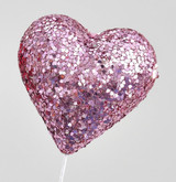 Pink Glitter Sparkle Heart Decoration Pick (36cm)