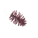 Burgundy Flocked Open Pine Cone Hanging Decoration (15cm)