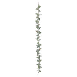 Green Frosted Holly Leaf Garland with Red Berries (177cm)
