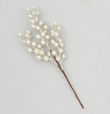 White Pearlised Berry & Sequin Spray (34cm)