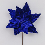 Dark Blue Velvet Poinsettia Pick (62cm)