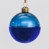 Deep Blue Half & Half Glass Bauble (8cm)