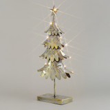 Old Gold Metal Christmas Tree Ornament with Lights (59cm)