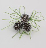 Green & Silver Glitter Pine Cone Pick (24cm)