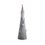 Grey Metal Santa With Star (20.5cm)