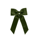 Green Velvet Bow on Clip (32cm)