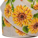 Sunflower Wired Hessian Ribbon 63mm 