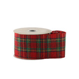 Red Traditional Tartan Wired Edge Ribbon (63mm)