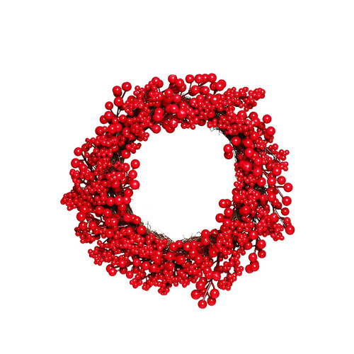  Red Berry and Leaf Wreath 