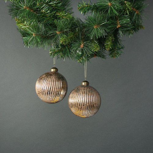 Lorelle 10cm Glass Bauble Copper Gold (Set of 4) Lorelle 10cm Glass Bauble Copper Gold (Set of 4)