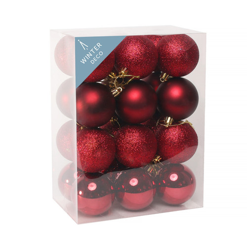 Burgundy Shatterproof Baubles (6cm) (24 pieces)