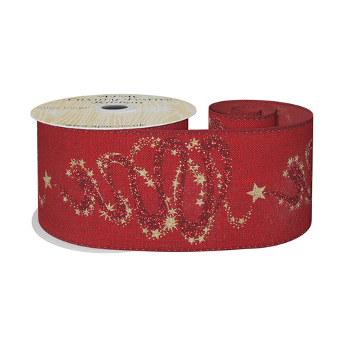 Burgundy Ribbon with Christmas Star (10yd)