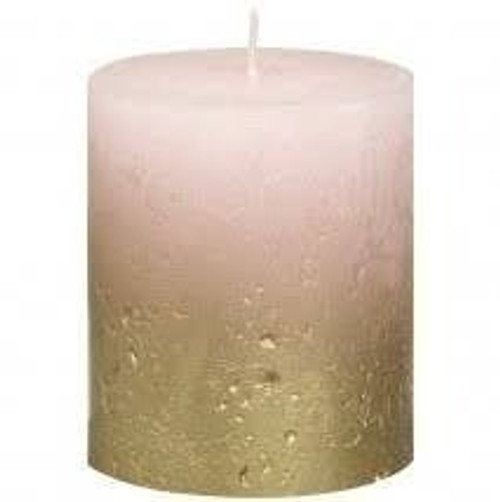Bolsius Rustic Faded Gold Pink Metallic Candle (80mm x 68mm)